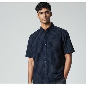 Cactusman Ricky Singh Navy‎ Polka Dot Short Sleeve Button Down Shirt Size S